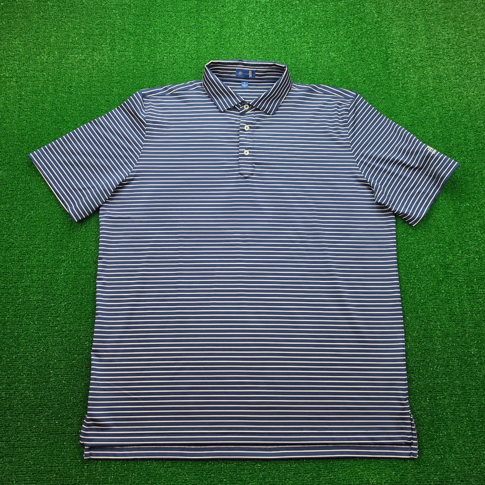 Stitch Golf Performance Polo Shirt Mens XL Navy Striped Odessa Country Club